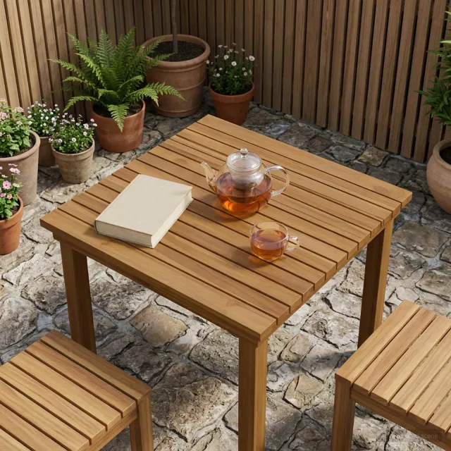 vidaXL Tafelblad 60 x 60 x 3,5 cm Vierkant Massief Teakhout Naturel Bruin