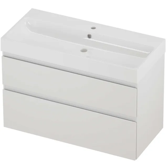 Proline Podium Badmeubelset Polystone Loft 1 Kraangat 100x46x70 cm Glans Wit Glans Wit