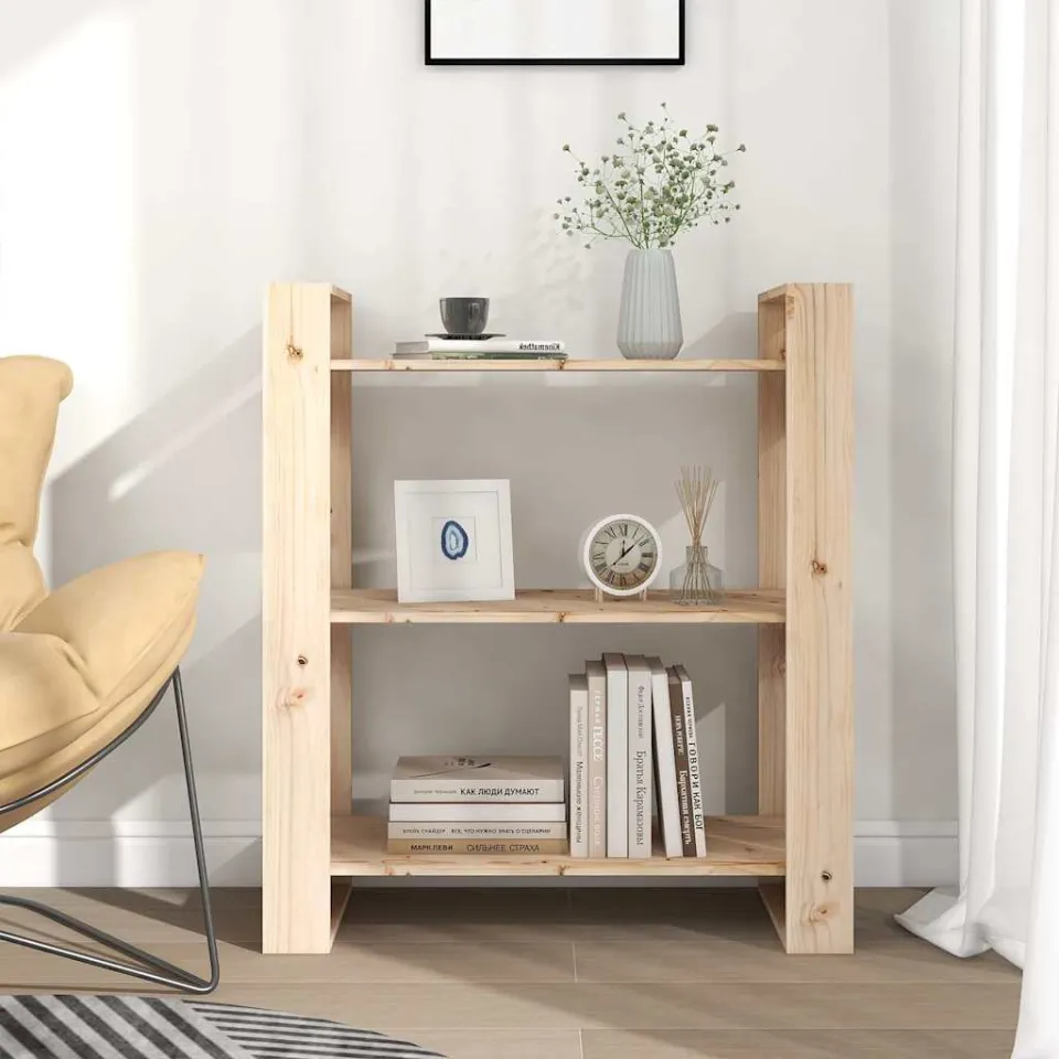 vidaXL Boekenkast/kamerverdeler 80x35x91 cm massief grenenhout bruin, foto 3