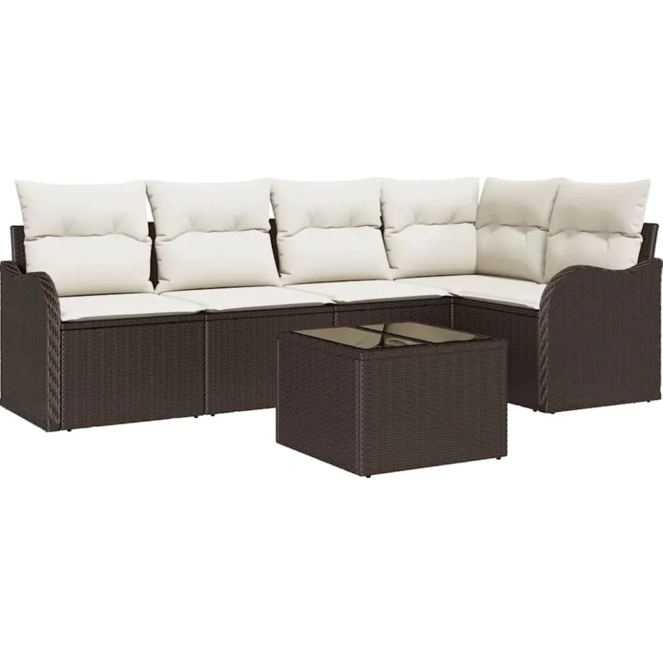 vidaXL Tuin Sofa Set 6 st Bruin poly rattan