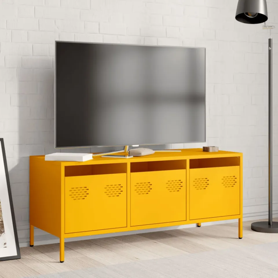 vidaXL Tv-meubel 101,5x39x43,5 cm koudgewalst staal mosterdgeel, foto 2