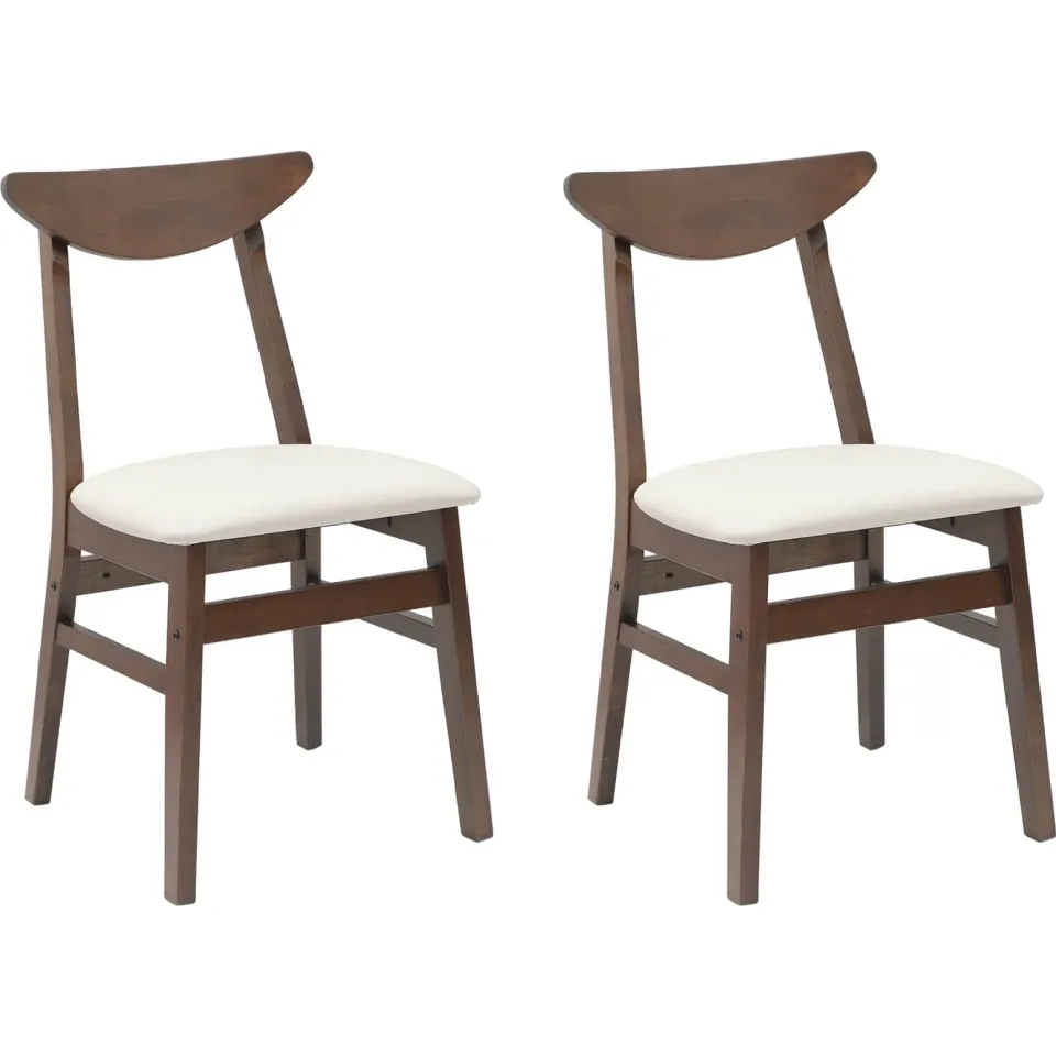 vidaXL Eettafelstoelen 2 st Massief Rubberhout Licht Bruin