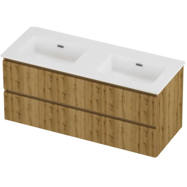 Proline Tribute Badmeubelset Porselein Elegant 120x46x54 cm Mat White Urban Oak Eiken