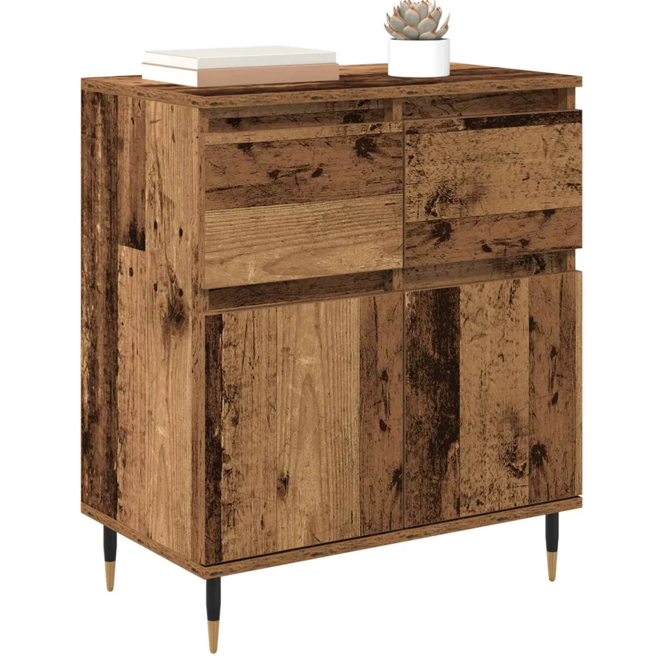 vidaXL Dressoir Oud Hout 60 x 35 x 70 cm Gemonteerd hout en ijzer Bruin