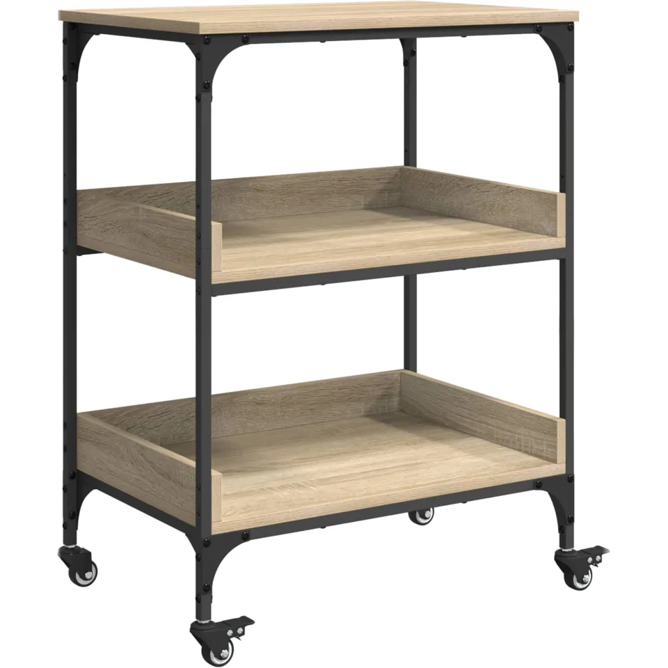 vidaXL Keuken Trolley Sonoma Eiken 60 x 41 x 80,5 cm Bewerkt hout, foto 3