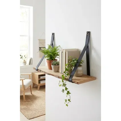 Duraline Wandplank Eikenfineer Zwart Leder 60x23cm, foto 2