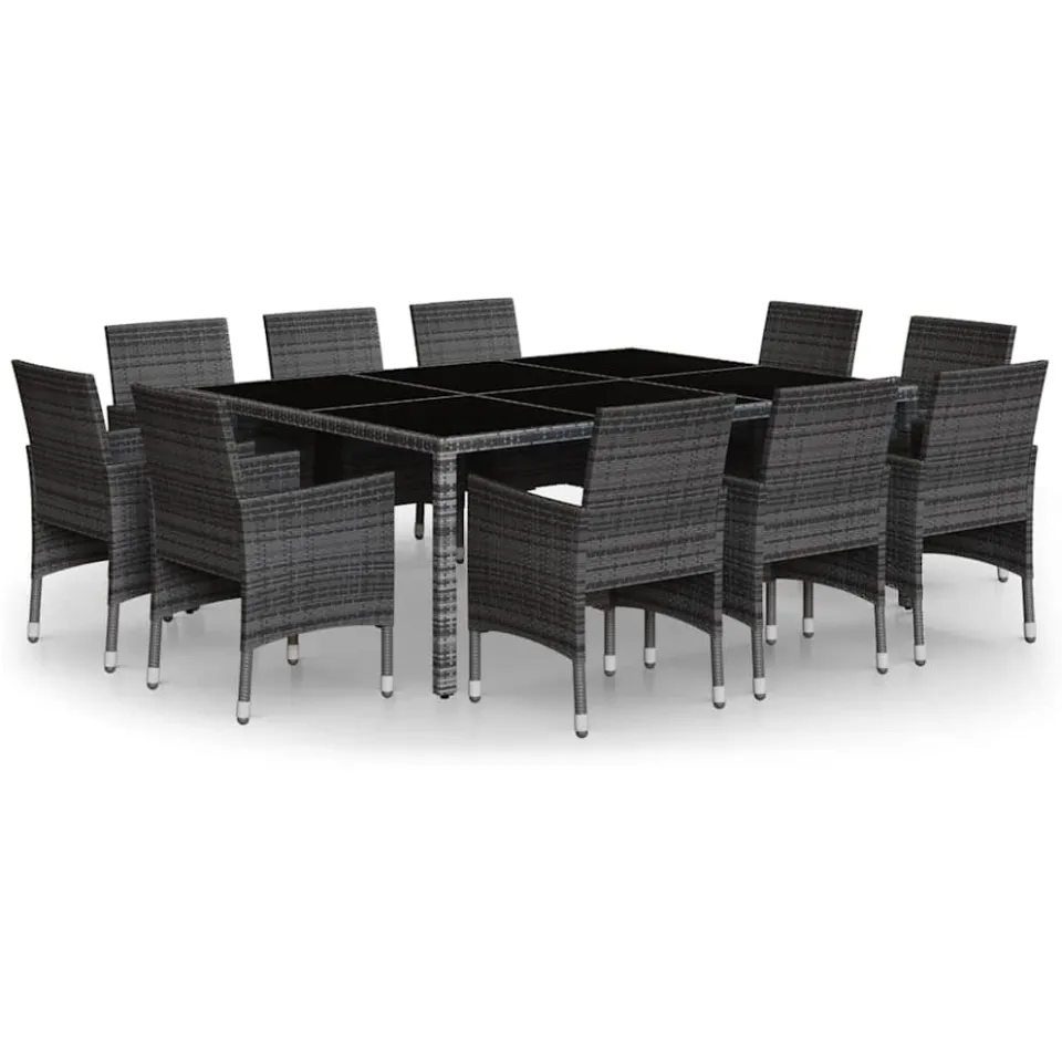 vidaXL 11-delige Tuinset poly rattan grijs, foto 3