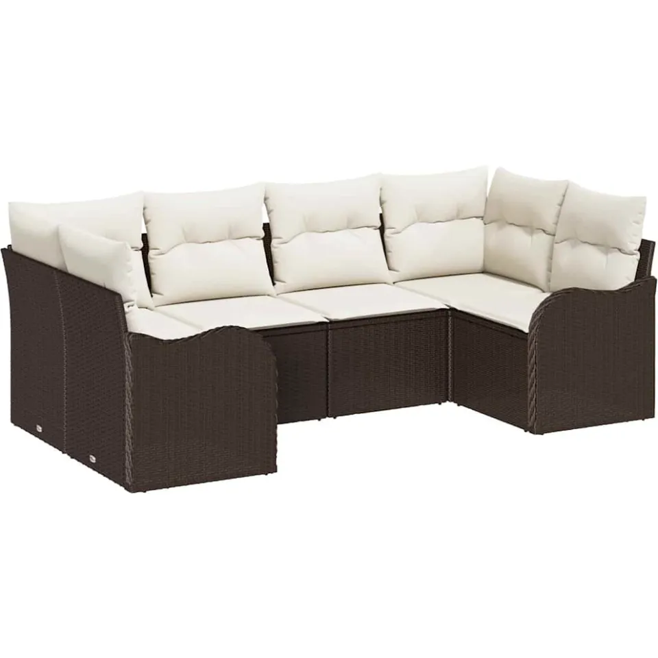 vidaXL Tuin Sofa Set 6 st Bruin en wit Poly riet, foto 4