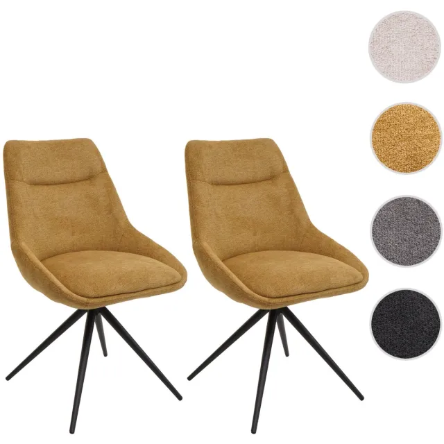 MCW Set van 2 eetkamerstoelen MCW-M65, keukenstoel fauteuil stoel, draaibaar auto-positie metaal stof / textiel ~ mosterdgeel