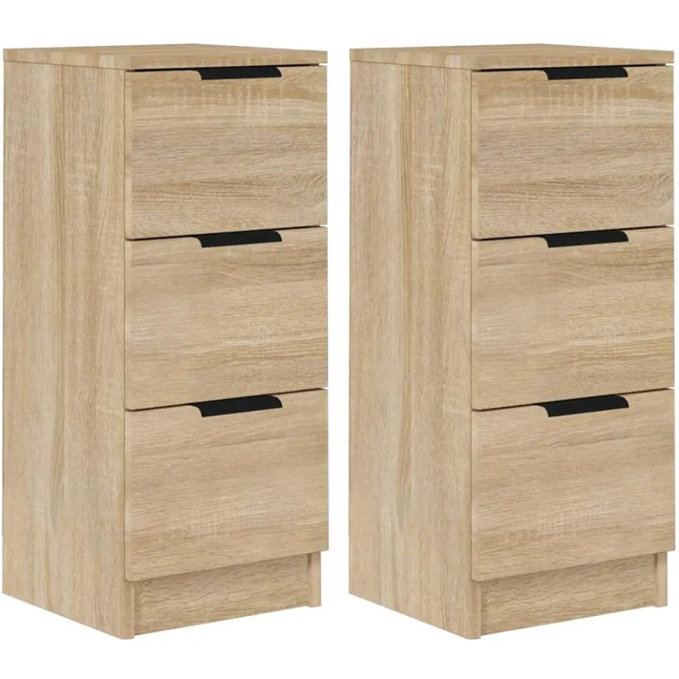 vidaXL Dressoirs 2 st 30x30x70 cm bewerkt hout sonoma eikenkleurig, foto 3