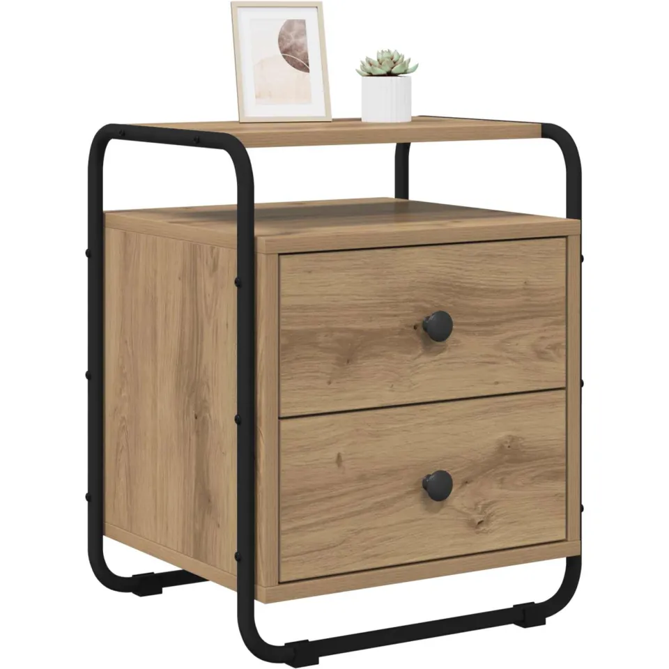 vidaXL Nachtkastje Artisanaal eiken 40 x 36,5 x 50 cm Bewerkt hout, foto 2