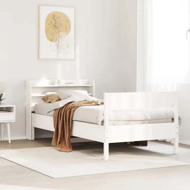 vidaXL Bedframe zonder matras massief grenenhout wit 90x200 cm
