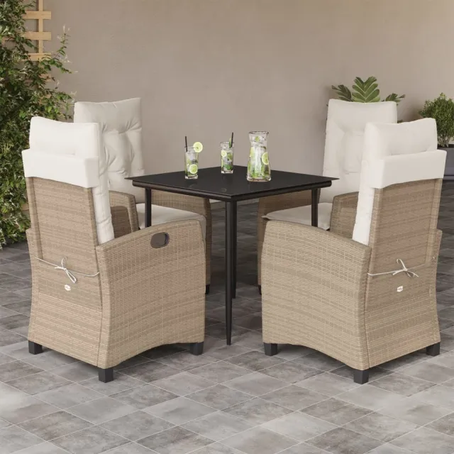 vidaXL 5-delige Tuinset met kussens poly rattan beige, foto 2