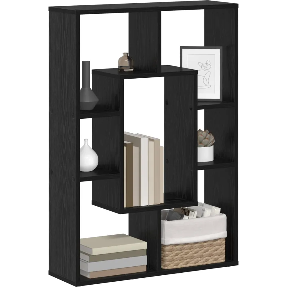 vidaXL Boekenkast 7-laags 63 x 20 x 90 cm Bewerkt hout Zwart Eiken