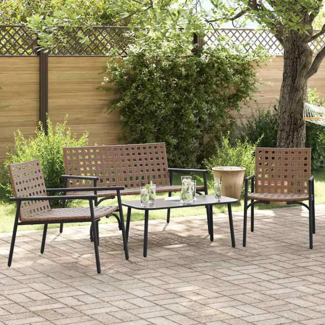 vidaXL Tuin eettafelset 4 st Bruin poly rattan, foto 2