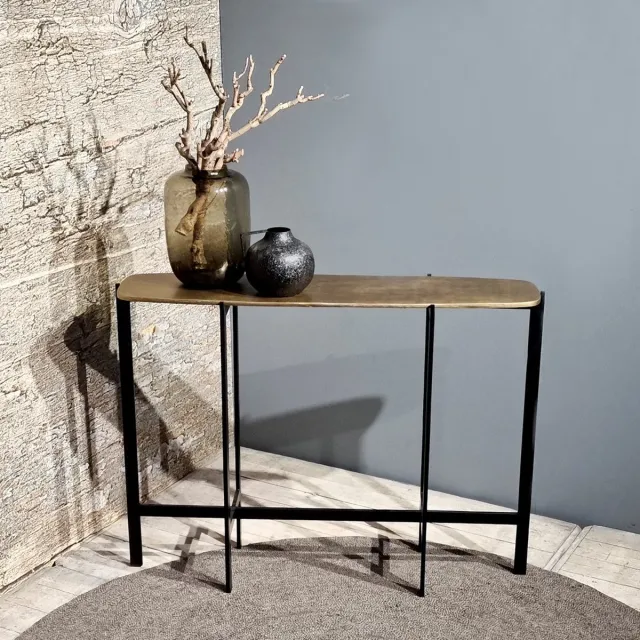 Benoa Sidetable Soraya metaal 123 cm - Brass - Wandtafel