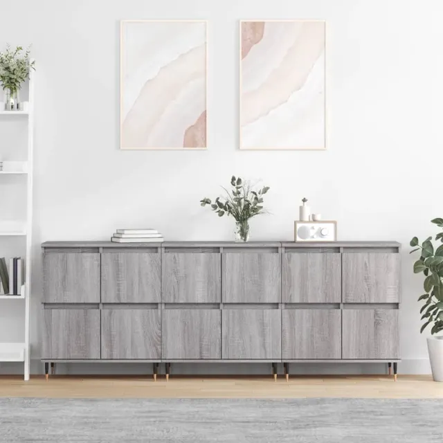 vidaXL Dressoirs 3 st bewerkt hout grijs sonoma eikenkleurig