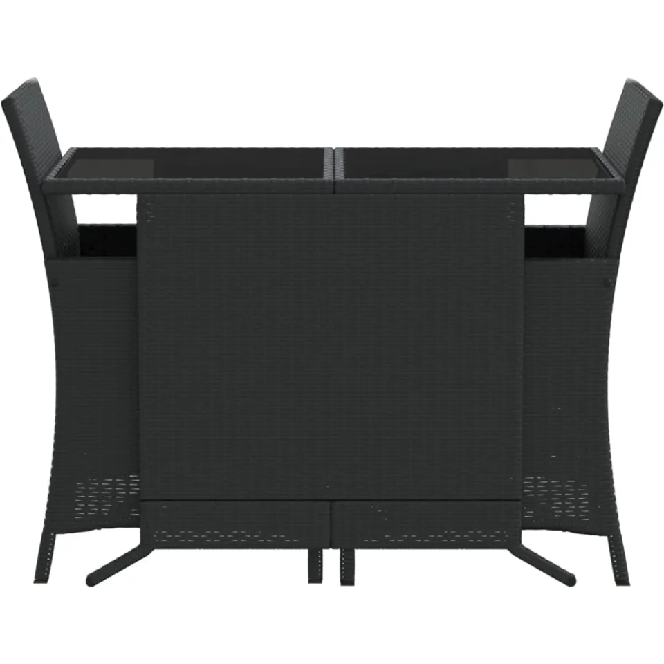 vidaXL 3-delige Bistroset met kussens poly rattan zwart, foto 3