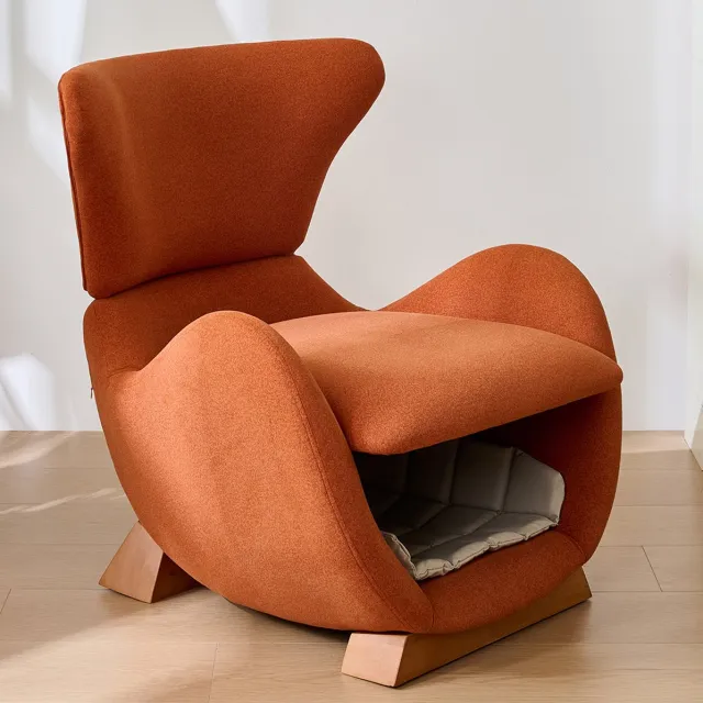 Wishdor Fauteuil - Huisdiervriendelijk ontwerp - Met huisdierhol en armleuningen - Designstijl - Woonkamer leeshoek tv-hoek - Stof en hout - Baksteenrood - 66 x 69 x 76 cm