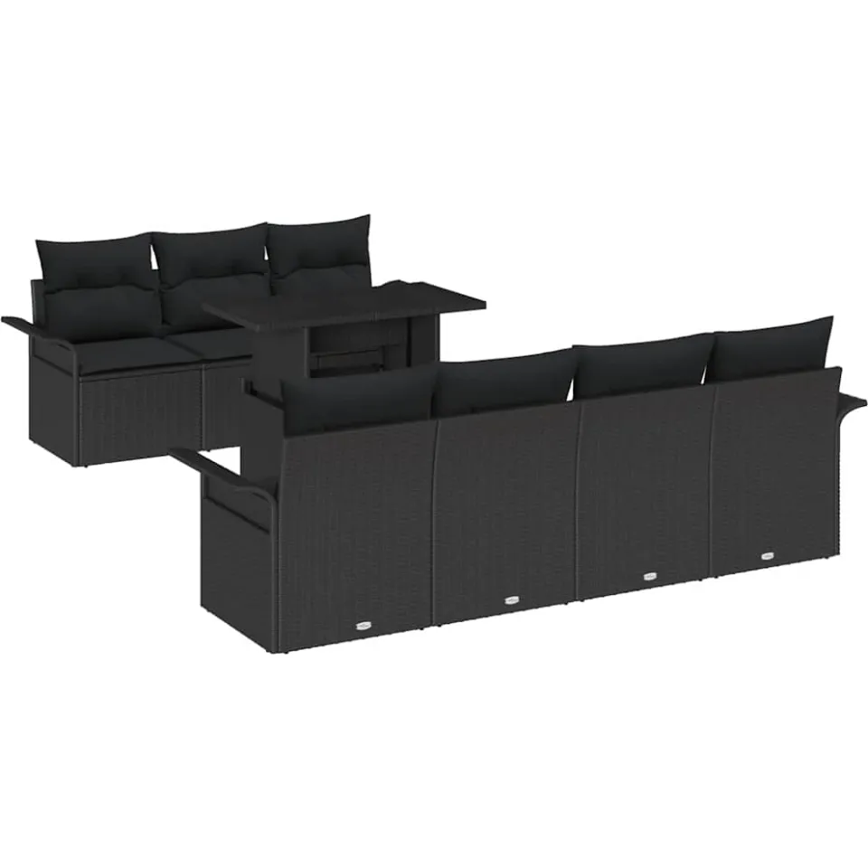 vidaXL Tuin Sofa Set 8 st Zwart poly rattan, foto 4