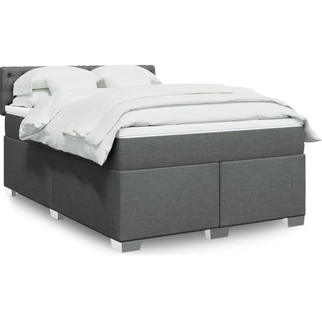 vidaXL Boxspring met matras stof donkergrijs 160x200 cm grijs