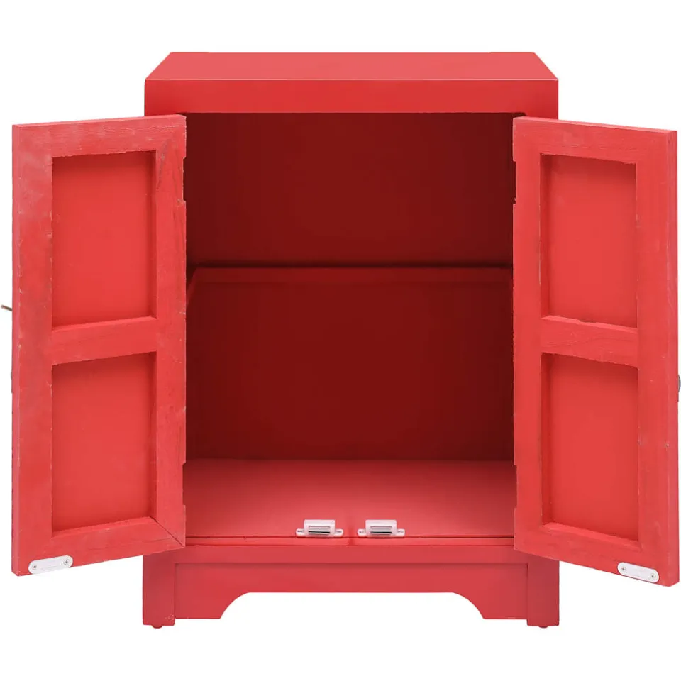 vidaXL Nachtkastje 38x28x52 cm paulowniahout rood, foto 3