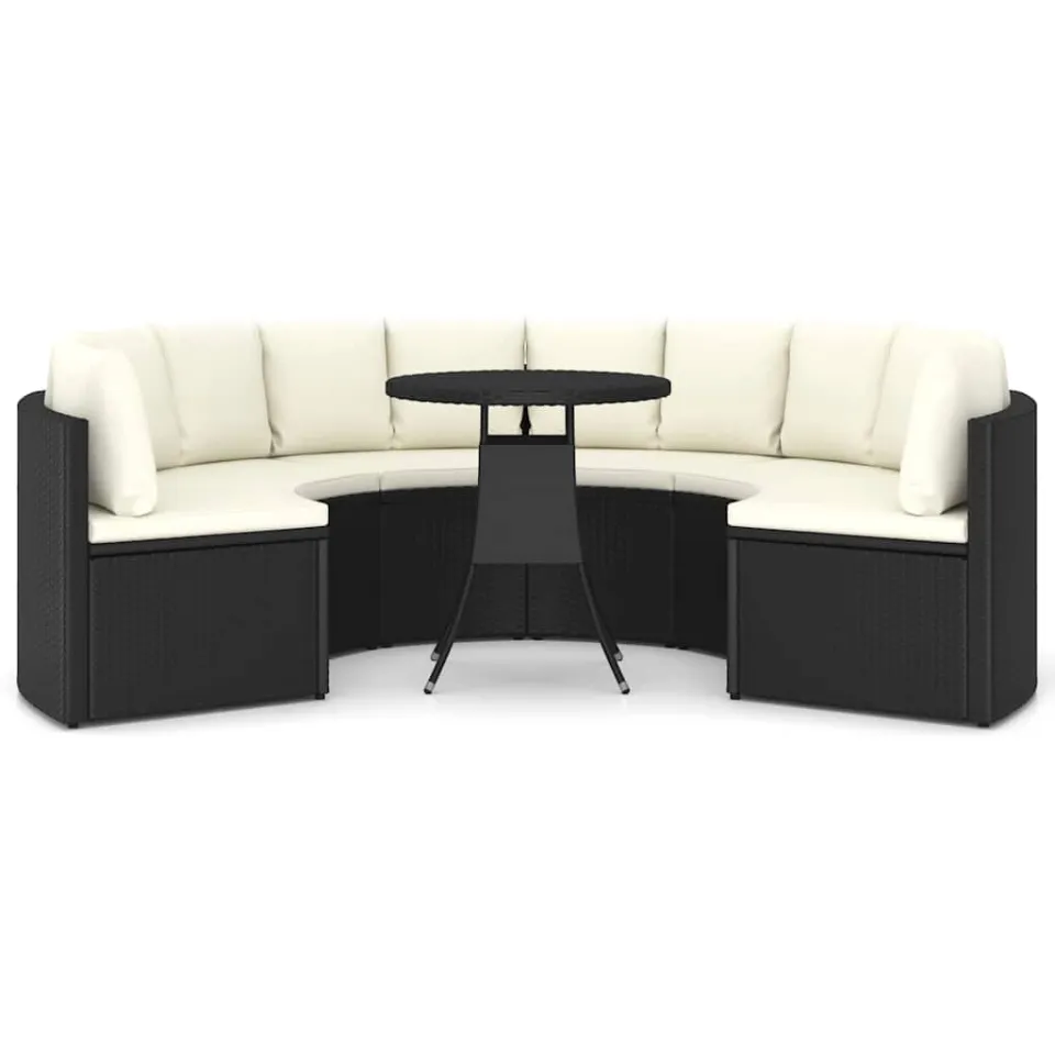 vidaXL 7-delige Loungeset met kussens poly rattan zwart