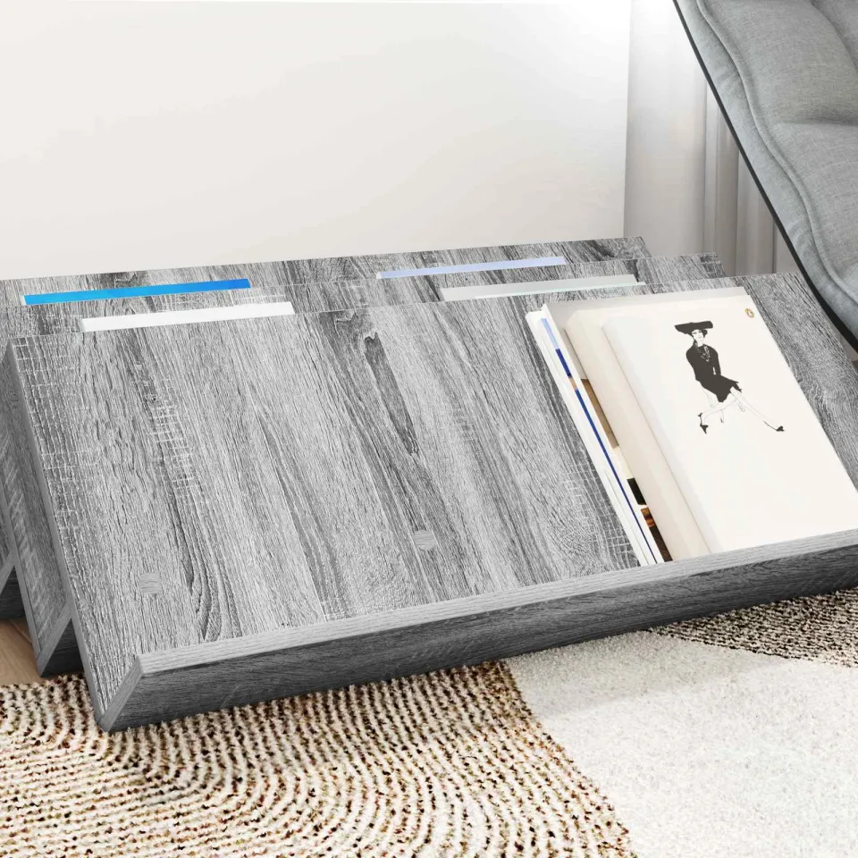 vidaXL Tijdschrift Rek Grijs Sonoma 90 x 53 x 28,5 cm Bewerkt hout, foto 3