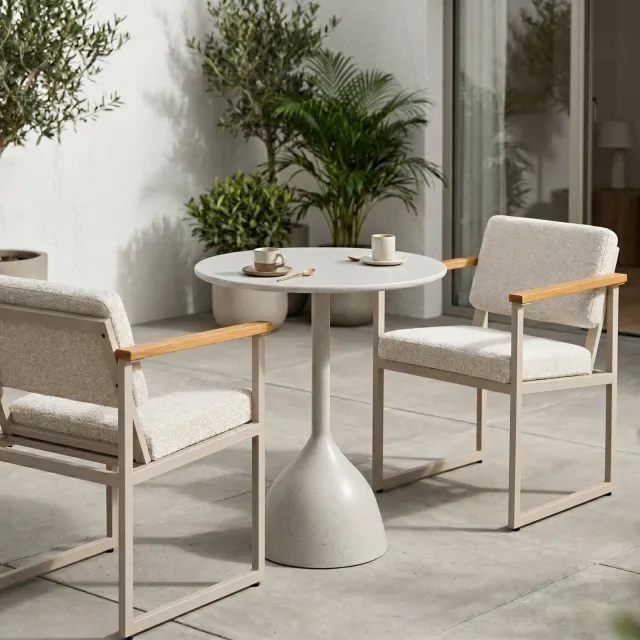 Studio LIVIT bistro tafel Ghia crushed stone bianco