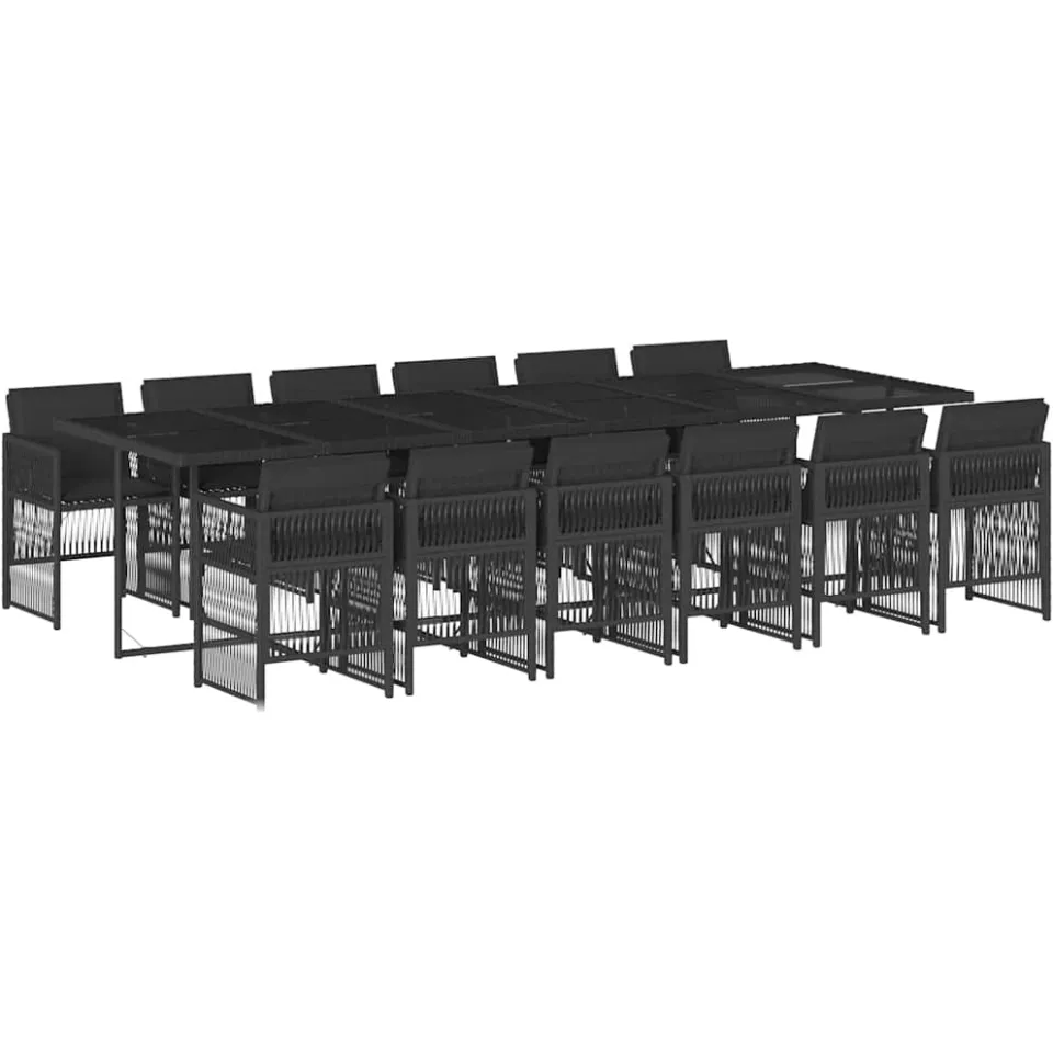 vidaXL 13-delige Tuinset met kussens poly rattan zwart, foto 3