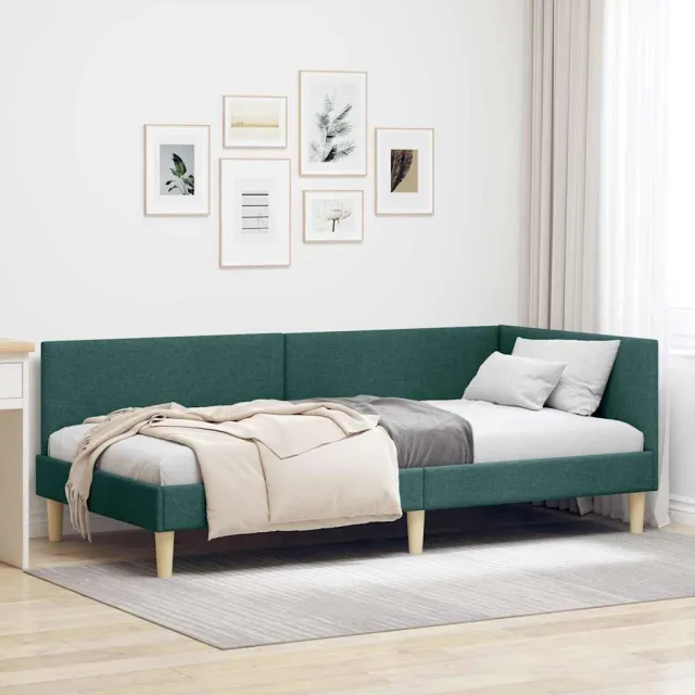 vidaXL Hoekbedframe Donkergroen 100 x 200 cm Stof