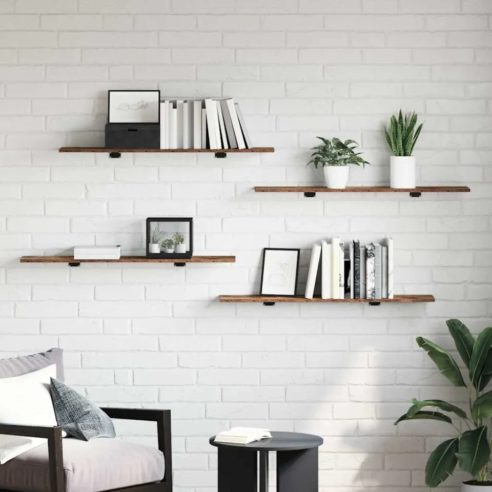 vidaXL Boekenplank Bord 3-laags 4 st 100 x 20 x 1,5 cm Bewerkt hout bruin, foto 3