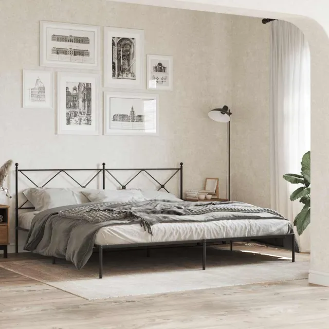 vidaXL Bedframe met hoofdbord metaal zwart 193x203 cm