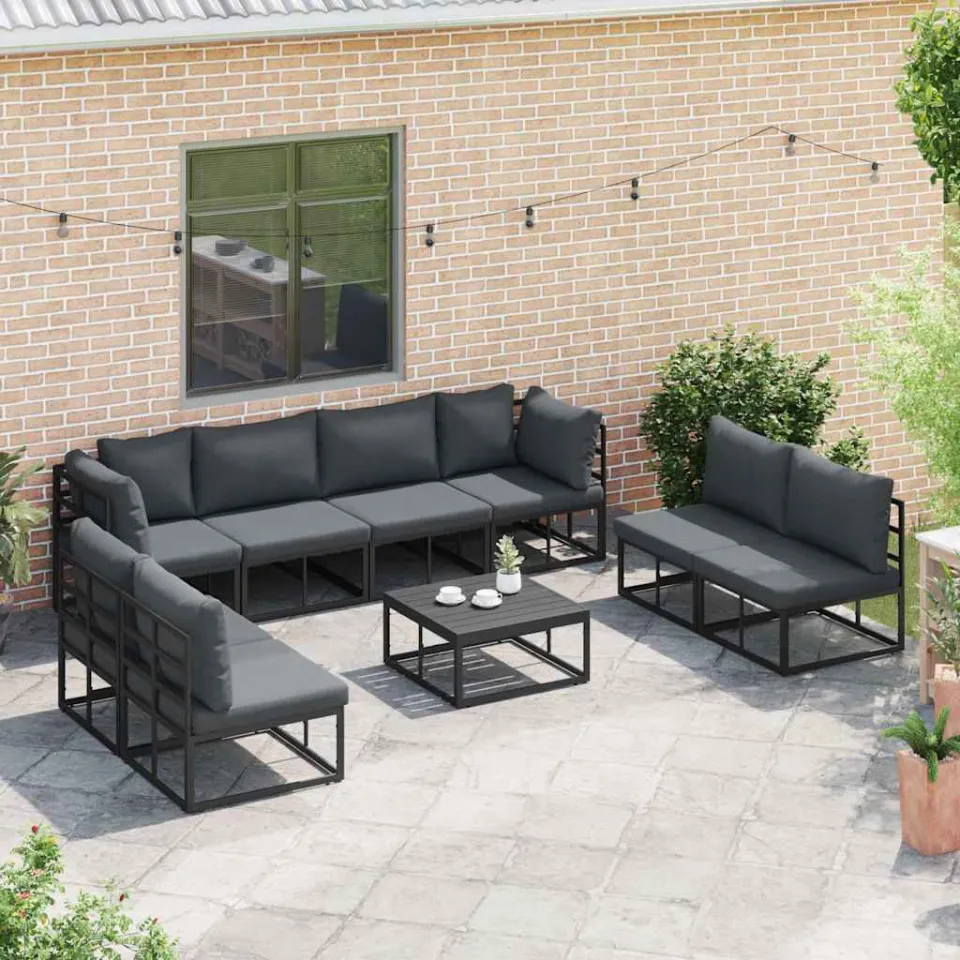 vidaXL Tuinbankenset 8 st Zwart Aluminium, foto 3