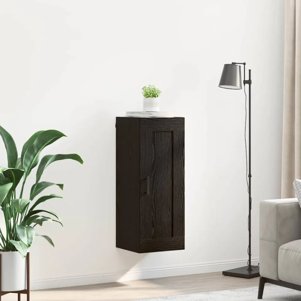 vidaXL Wandkast Zwart Eiken 34,5 x 34 x 90 cm Bewerkt hout, foto 3