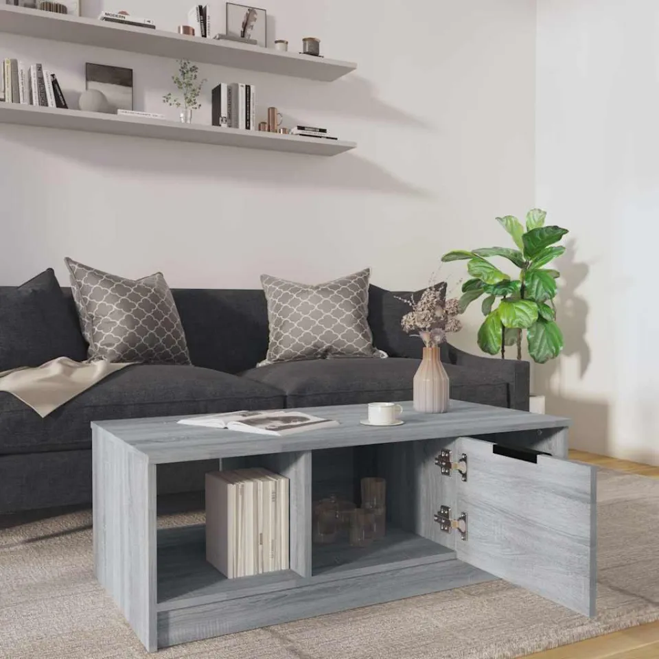 vidaXL Salontafel 102x50x36 cm bewerkt hout grijs sonoma eikenkleurig, foto 3