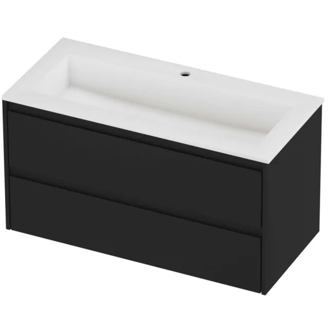 Proline Aristo Badmeubelset Polystone Elegant 1 Gat 100x46x54 cm Mat White Mat Zwart