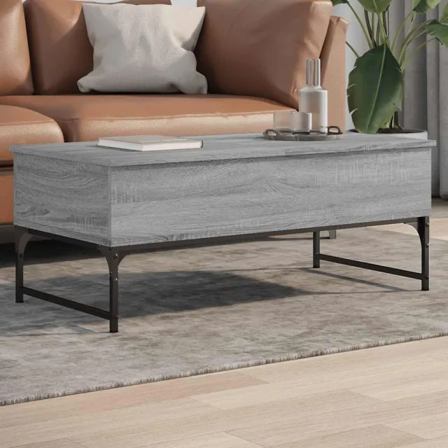 vidaXL Salontafel 100x50x40 cm bewerkt hout en metaal grijs sonoma
