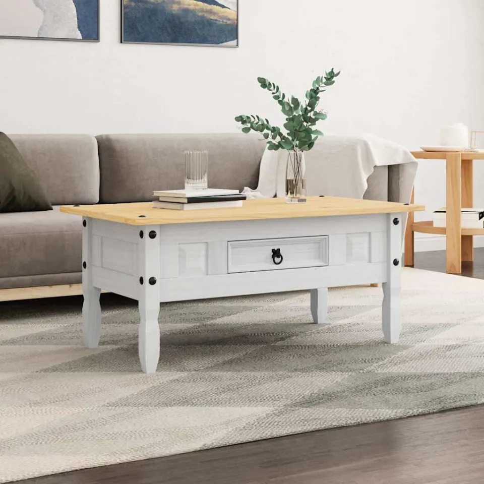 vidaXL Salontafel 100x55x44 cm Mexicaans grenenhout Corona-stijl wit, foto 2