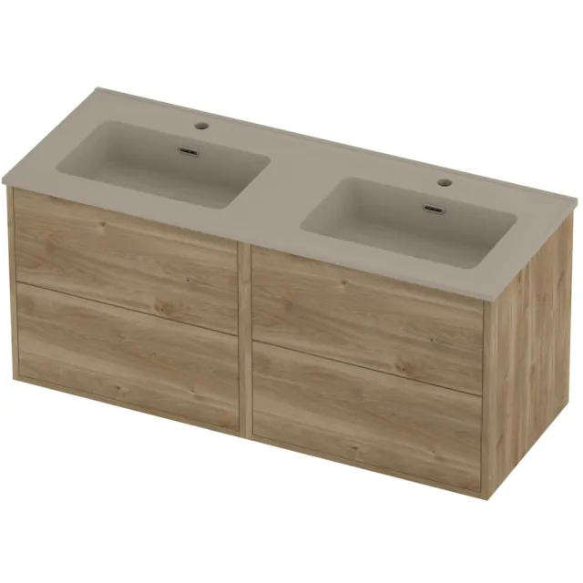Proline Tribute Badmeubelset Porselein Elegant Symmetrisch 120x46x54 cm Mat Crème Cotton Cider Oak Eiken
