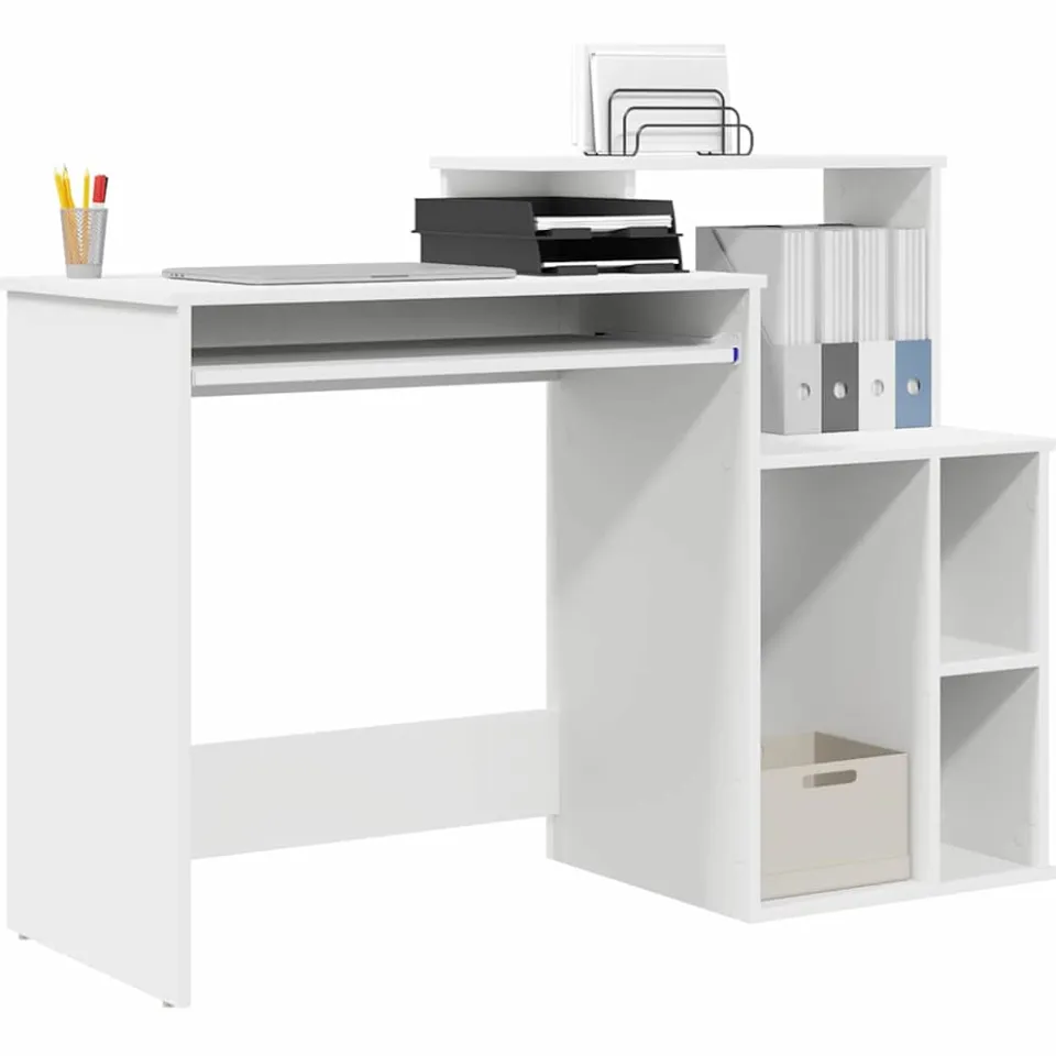 vidaXL Bureau Wit 120,5 x 44 x 88,5 cm Bewerkt hout