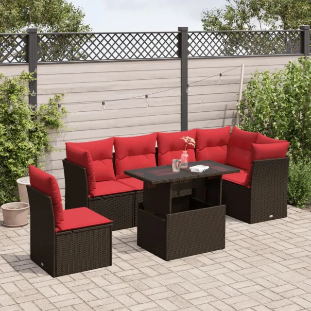 vidaXL 7-delige tuinbankset met kussens, bruin polyrotan, foto 2