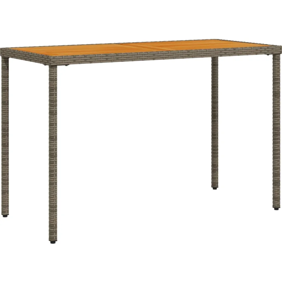 vidaXL Tuintafel met acaciahouten blad 115x54x74 cm poly rattan grijs