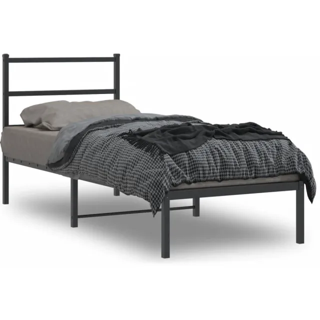 vidaXL Bedframe met hoofdbord metaal zwart 80x200 cm