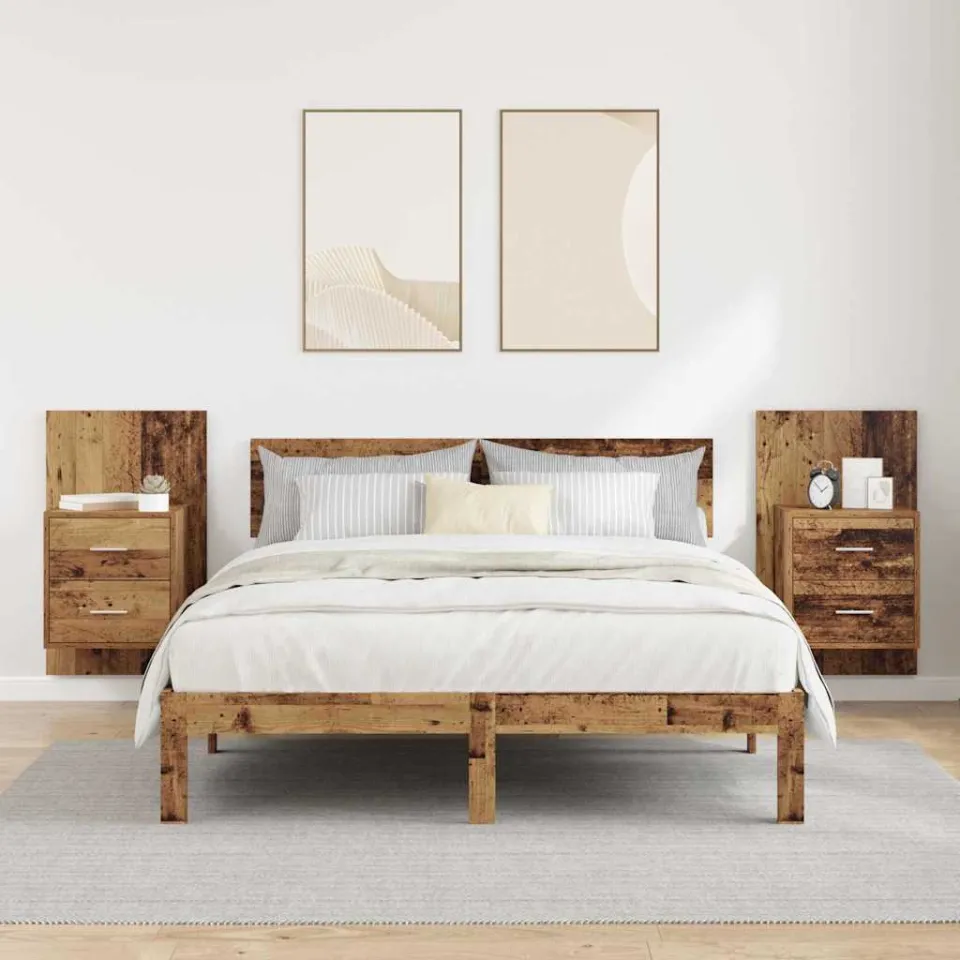 vidaXL Wandkastje 2 st Oud Hout 48,5 x 32,5 x 80 cm Bewerkt hout bruin, foto 4