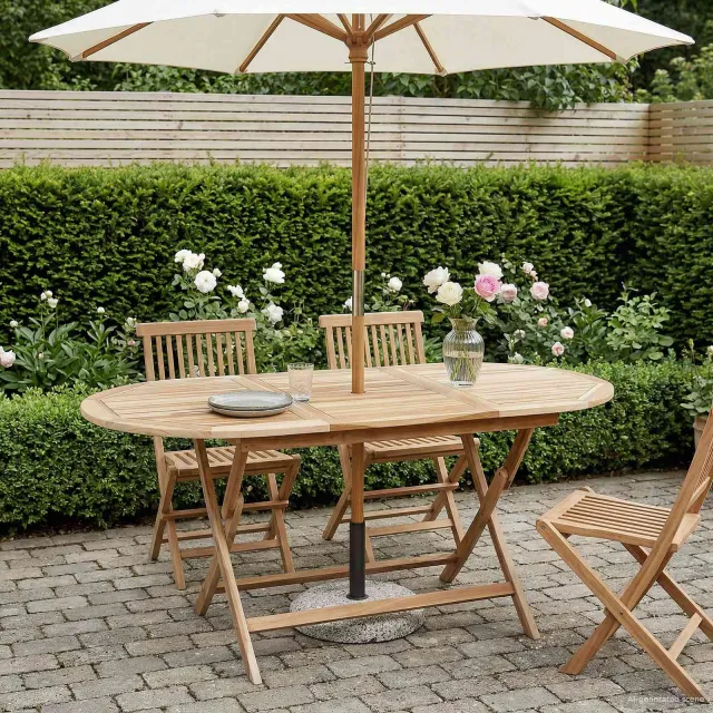 vidaXL Inklapbare Tuintafel Naturel 160 x 80 x 76 cm Massief Teakhout, foto 2