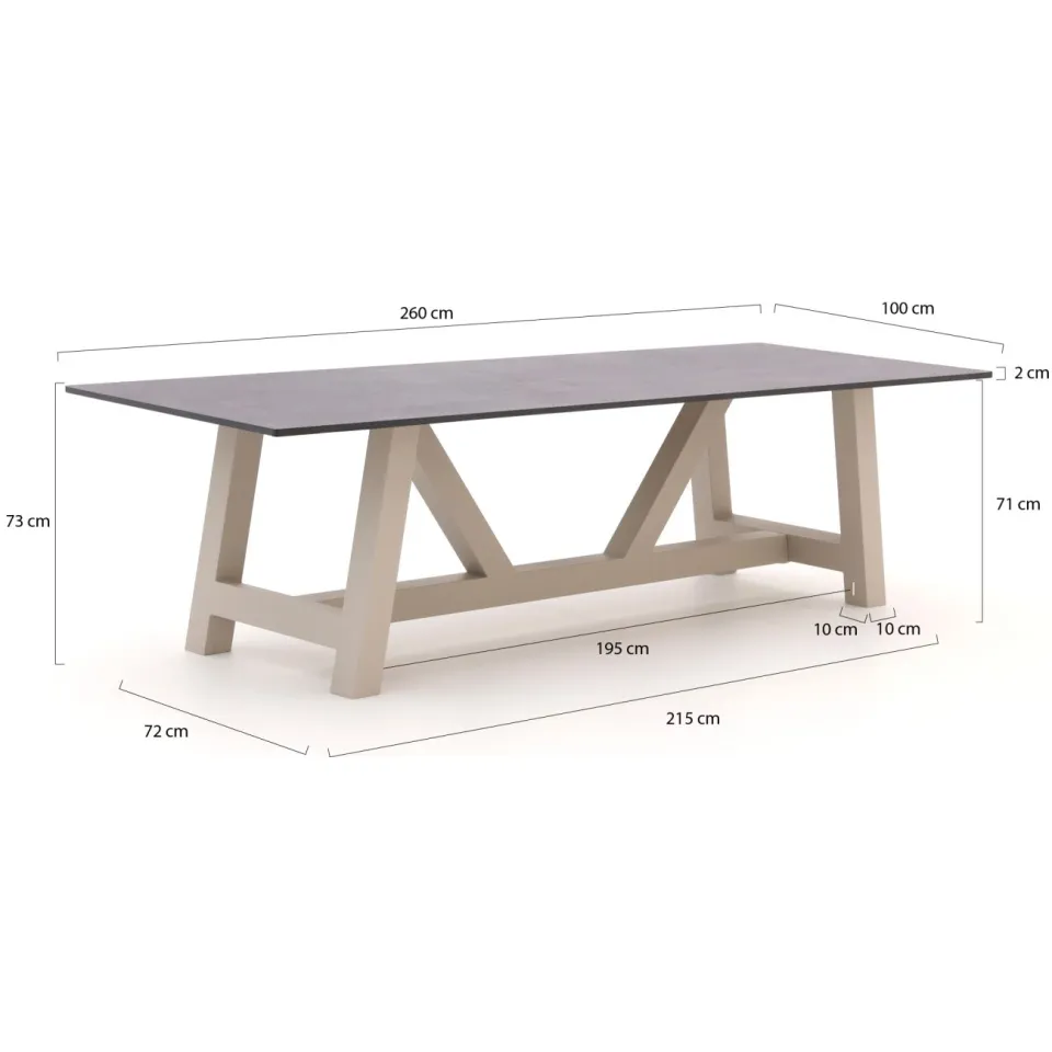 Bellagio tuinmeubelen Bellagio Bresimo dining tuintafel 260x100cm taupe, foto 2