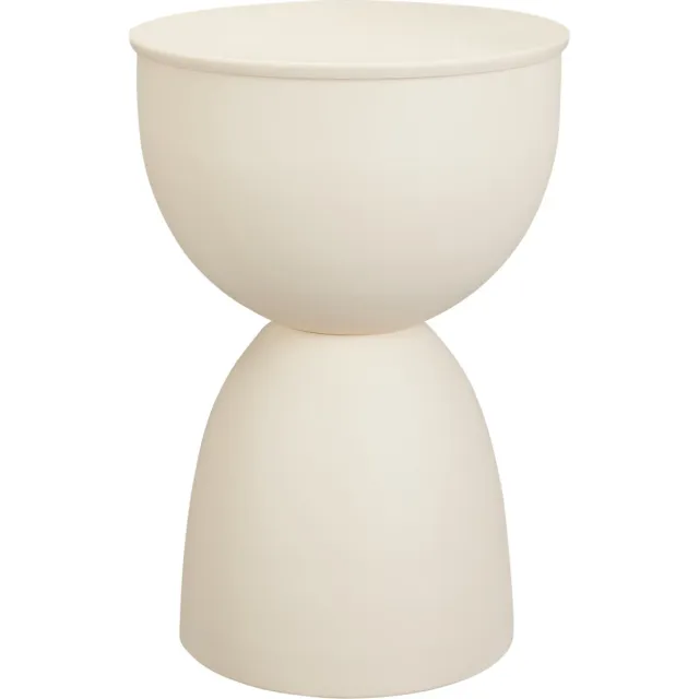 In & Out Deco Bijzettafel - Metaal - Diabolo - Creme kleur - Hoog 45 cm - Rond 31 cm creme wit