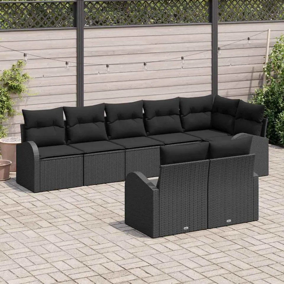 vidaXL Tuinbankenset 8 st Zwart poly rattan, foto 3
