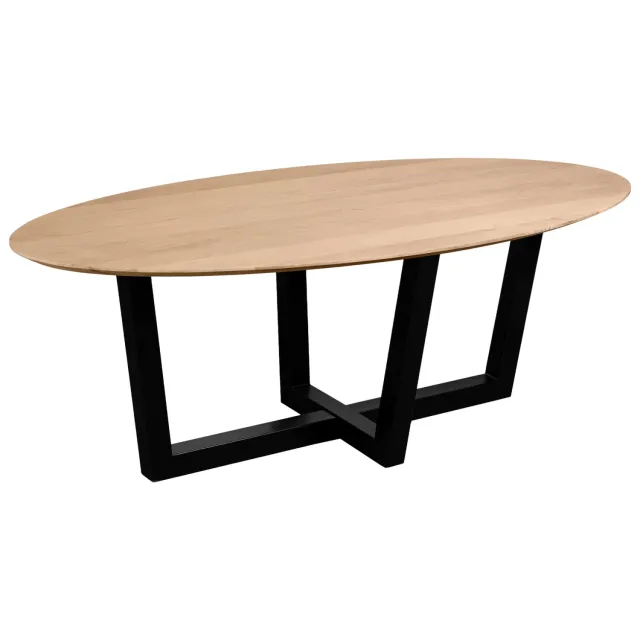 QUVIO Eettafel Sofia - Ovaal - 220x100 cm - W-poot - FSC gecertificeerd mangohout - Naturel